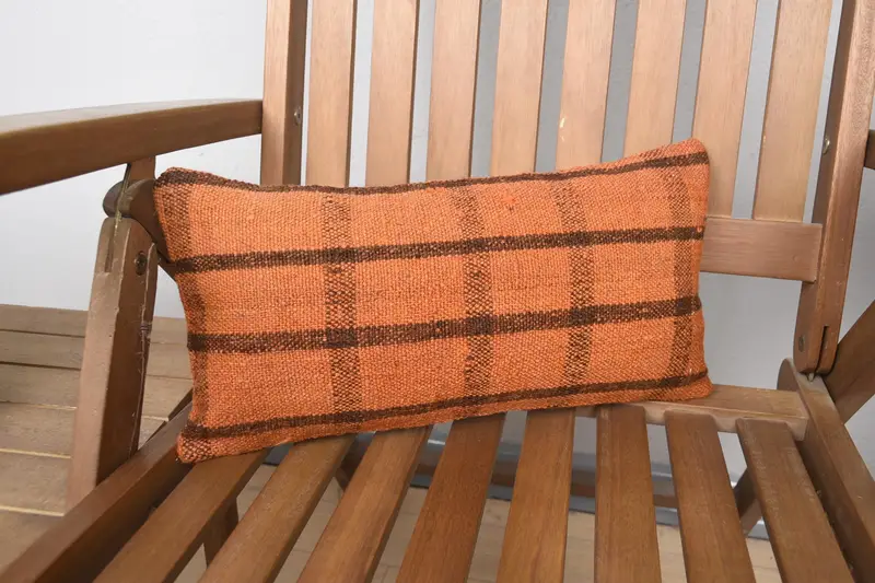 Striped Mini Lumbar Vintage Cushion, Gift DesignerBrown 8x16 inch Pillow Sham - 1