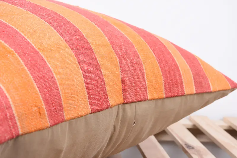 Vintage Kilim Pillow, Bright Cushion Cover, Boho Pillow Sham Cover, Decorative Pillow Cover, Cushion Case, Kilim Cushion Sham, 24x24 Red Pillow Case - 7