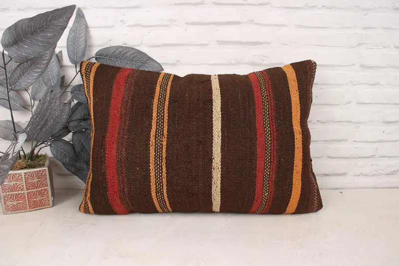 16x24 Orange Pillow Case, Turkish Pillow, Handmade Kilim Cushion, Toss Pillow Case, Tribal Cushion, Kilim Cushion Sham, Cushion - 1
