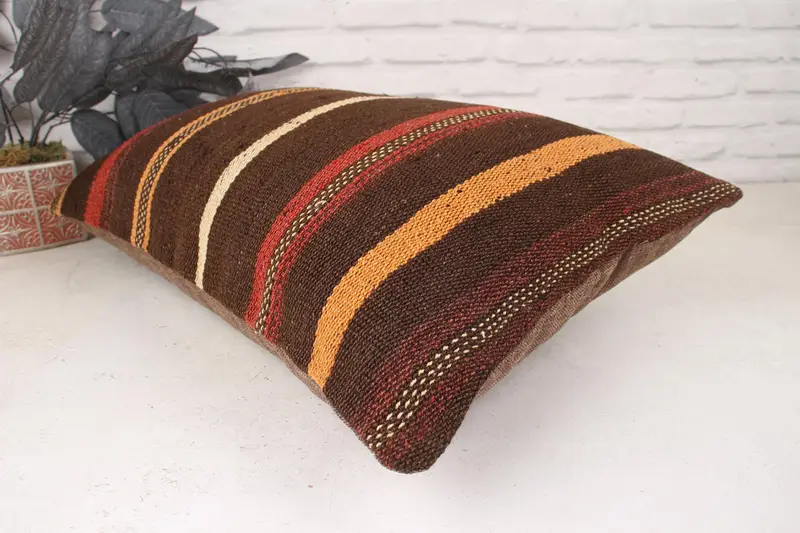 16x24 Orange Pillow Case, Turkish Pillow, Handmade Kilim Cushion, Toss Pillow Case, Tribal Cushion, Kilim Cushion Sham, Cushion - 6