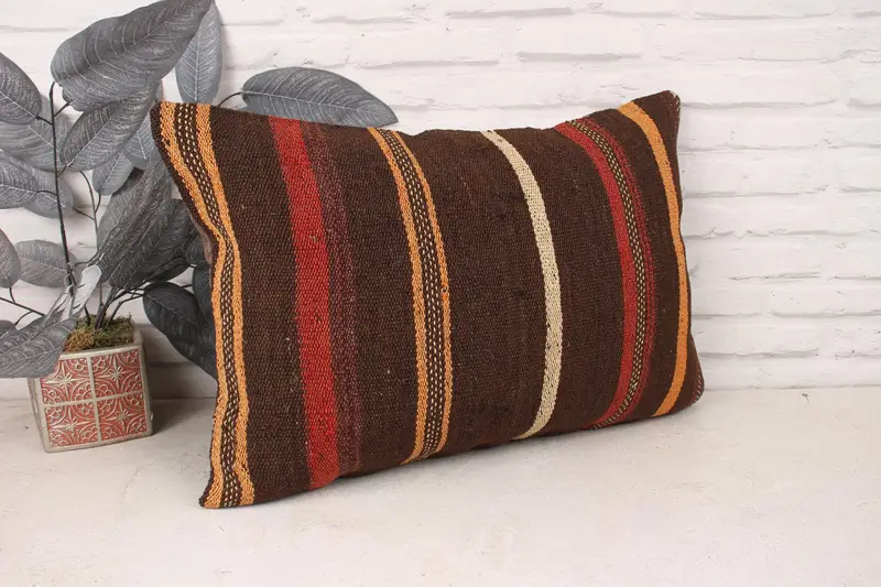 16x24 Orange Pillow Case, Turkish Pillow, Handmade Kilim Cushion, Toss Pillow Case, Tribal Cushion, Kilim Cushion Sham, Cushion - 3