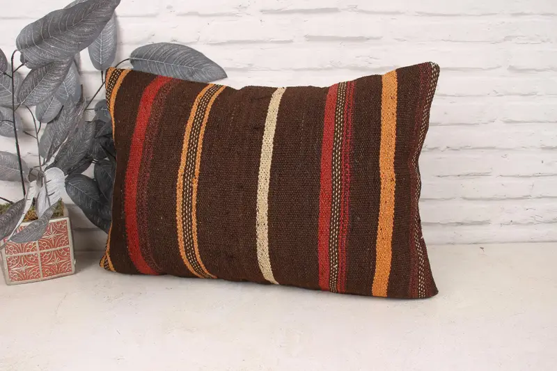 16x24 Orange Pillow Case, Turkish Pillow, Handmade Kilim Cushion, Toss Pillow Case, Tribal Cushion, Kilim Cushion Sham, Cushion - 4