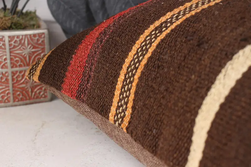 16x24 Orange Pillow Case, Turkish Pillow, Handmade Kilim Cushion, Toss Pillow Case, Tribal Cushion, Kilim Cushion Sham, Cushion - 7