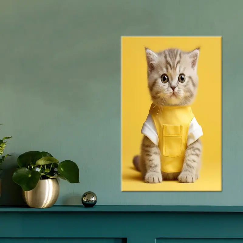 Modern Yellow Canvas: Cute Animal Art for Kids Room