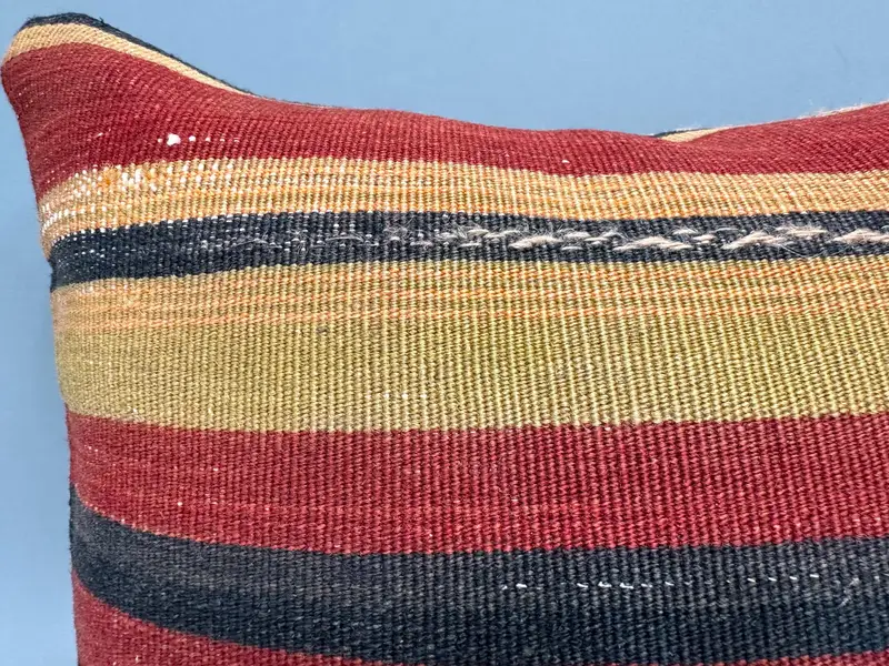 Nomadic Pillow Case, Turkish Kilim Pillow, Vintage Throw Cushion, Ethnical Kilim Rug Pillow, 18x18 Red Cushion Case, Home Decor Pillow, Pillow Sham - 5