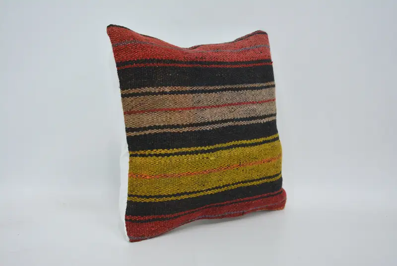 Boho Pillow, 12x12 Brown Pillow, Pillow Sham, Customized Cushion Cover, Handwoven Pillow Cover Pillow, Handmade Kilim Cushion, Turkish Kilim Pillow - 3
