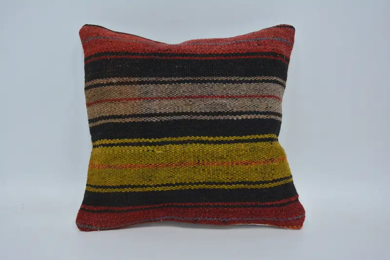 Boho Pillow, 12x12 Brown Pillow, Pillow Sham, Customized Cushion Cover, Handwoven Pillow Cover Pillow, Handmade Kilim Cushion, Turkish Kilim Pillow - 1