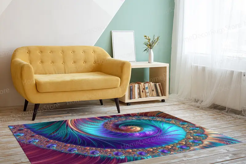 Eleganter bedruckter Teppich: Abstrakte Fraktalmuster, modernes Design