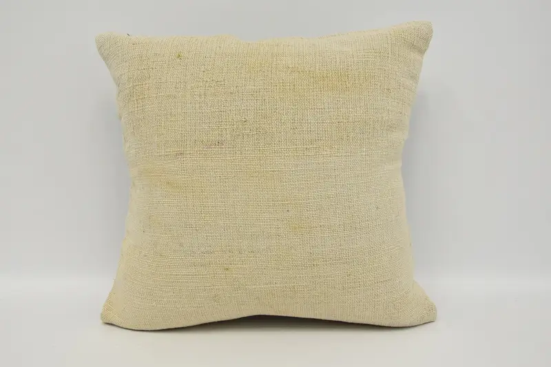 Handmade Kilim Cushion, Pillow for Couch, Oriental Pillow Cover, 16x16 Beige Pillow Case, Cushion Cover, Throw Kilim Pillow - 1