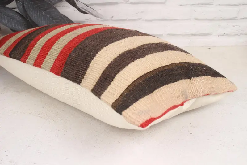 Boho Pillow, Aztec Pillow Cover, Turkish Pillow, Pillow Case, 12x20 Brown Pillow, Cotton Pillow Case, Vintage Kilim Throw Pillow - 6