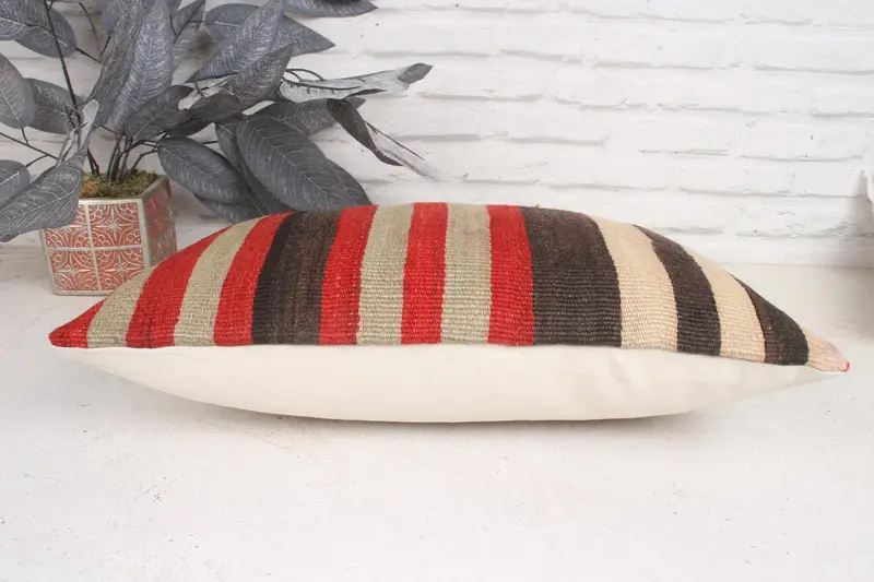 Boho Pillow, Aztec Pillow Cover, Turkish Pillow, Pillow Case, 12x20 Brown Pillow, Cotton Pillow Case, Vintage Kilim Throw Pillow - 5