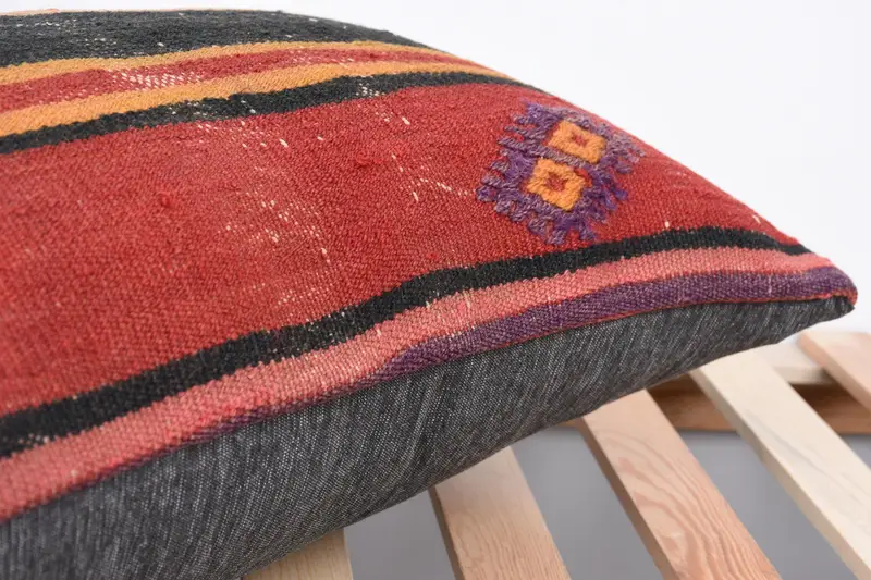Vintage Pillow, Retro Throw Pillow, 16x24 Red Cushion Case, Vintage Kilim Pillow, Southwestern Pillow, Cushion Cover, Gift Pillow, Patio Pillow Sham - 7