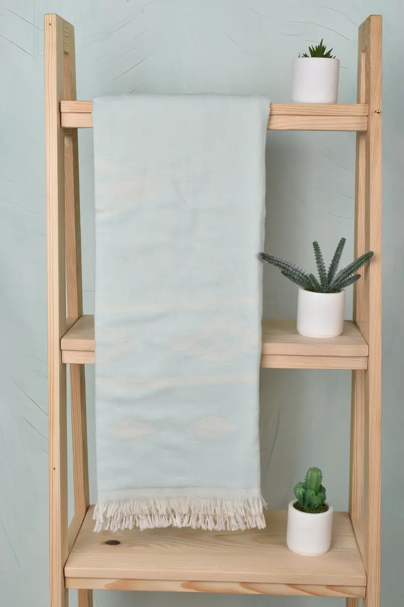 Monogram Beach Towel, Personalized Turkish Towel, Baby Blue, Aztec Pattern, 36x71 Inches