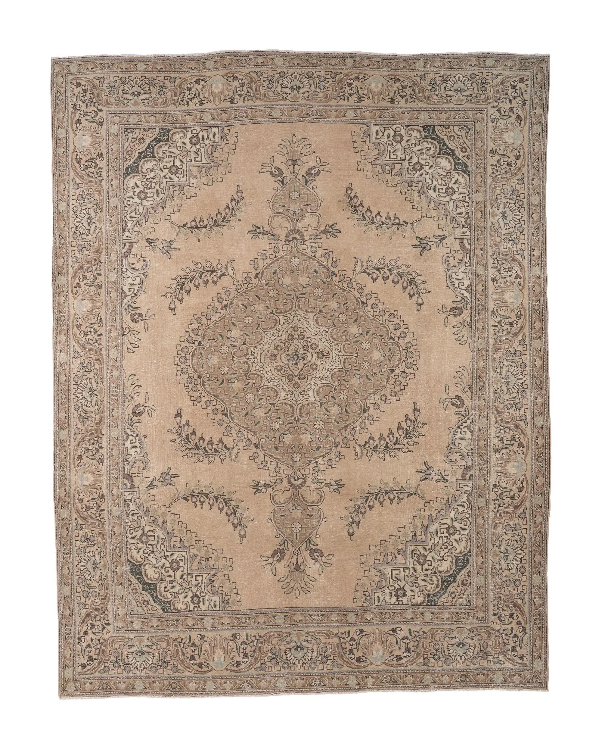 9.3x12.3 ft Rug, Turkish Vintage Rug, Brown Wool Rug - 1