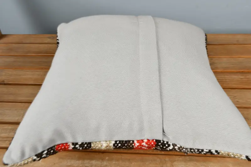 Outdoor Bolster Cushion Cover, Turkish Kilim Pillow, Indoor Cushion, Pillow for Couch, 16x16 Brown Pillow Cover, Vintage Kilim Pillow, Pillow Case - 5