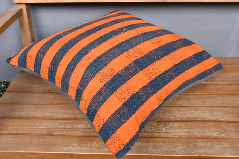 Interior Designer Pillow, 20x20 Orange Cushion Cover, Knitted Pillow Sham, Ethnic Cushion Case, Antique Pillows, Pillow Case, Turkish Pillow - 2