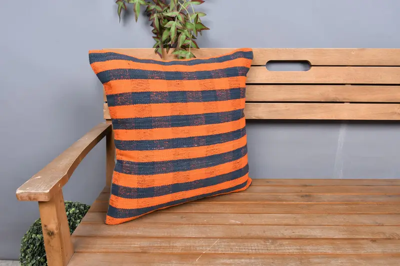 Interior Designer Pillow, 20x20 Orange Cushion Cover, Knitted Pillow Sham, Ethnic Cushion Case, Antique Pillows, Pillow Case, Turkish Pillow - 1