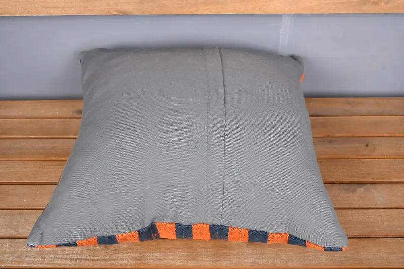 Interior Designer Pillow, 20x20 Orange Cushion Cover, Knitted Pillow Sham, Ethnic Cushion Case, Antique Pillows, Pillow Case, Turkish Pillow - 5