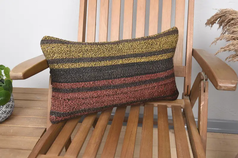Striped Vintage Cushion Case, 12x20 inch Red Gift Euro Sham - 1