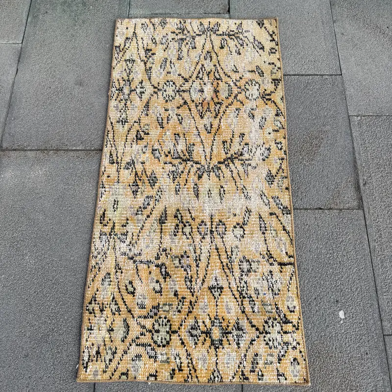 Handmade Yellow & Black Patchwork Rug, Classic Style Rug