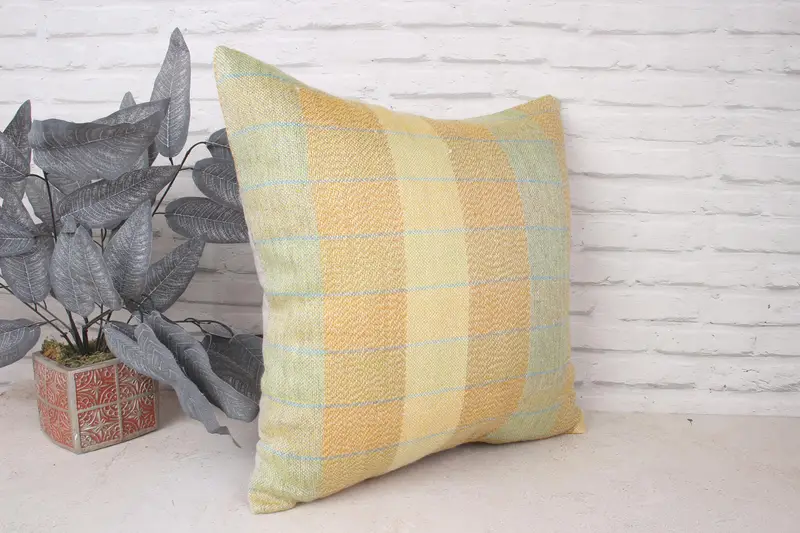 Pillow for Couch, 20x20 Orange Pillow Sham, Pillow, Armchair Pillow Cover, Kilim Pillow, Handmade Kilim Cushion, Colorful Cushion Cover - 3
