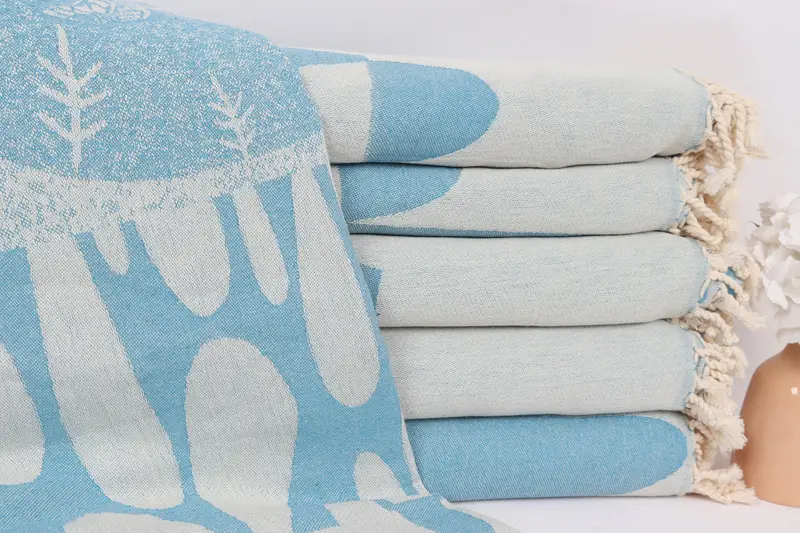 Personalized Gifts, Turkish Blanket, Aesthetic Blanket, 100x80 Cotton Turtle Design Towel, Home Decor Blankets, Family Gift Basket, Bridesmaid Gifts - 2
