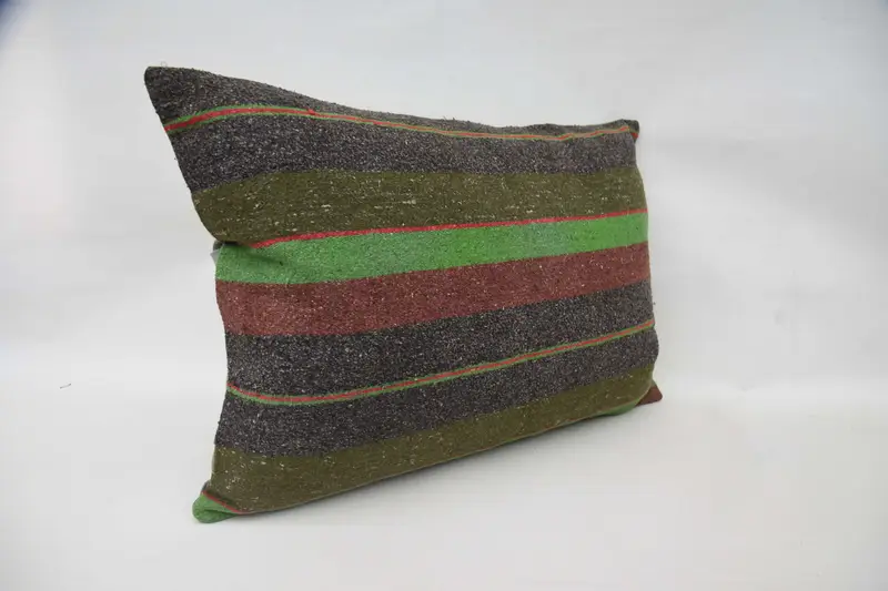 Chair Pillow Case, Pillow for Sofa, Boho Pillow Sham Cover, Cushion Case, 20x28 Green Cushion Case, Wool Kilim Pillow Pillow Cover, Gift Pillow - 3
