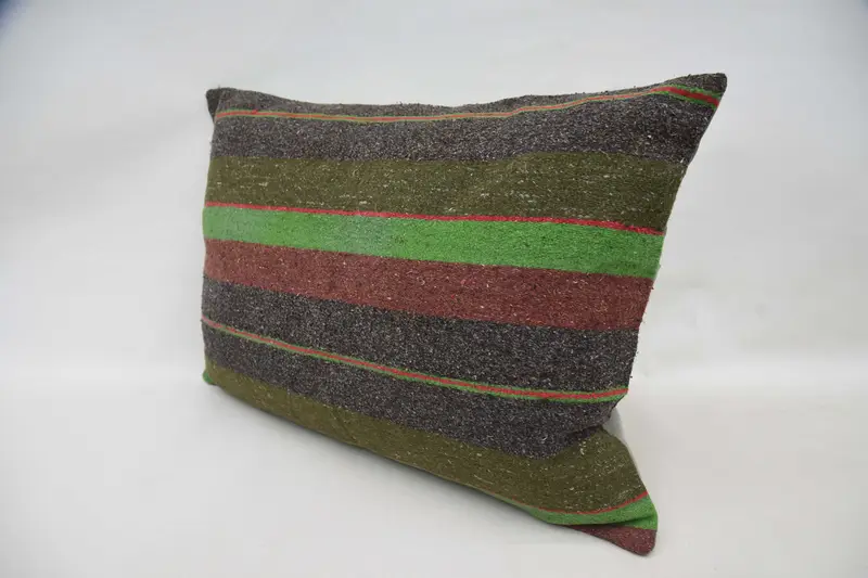 Chair Pillow Case, Pillow for Sofa, Boho Pillow Sham Cover, Cushion Case, 20x28 Green Cushion Case, Wool Kilim Pillow Pillow Cover, Gift Pillow - 5