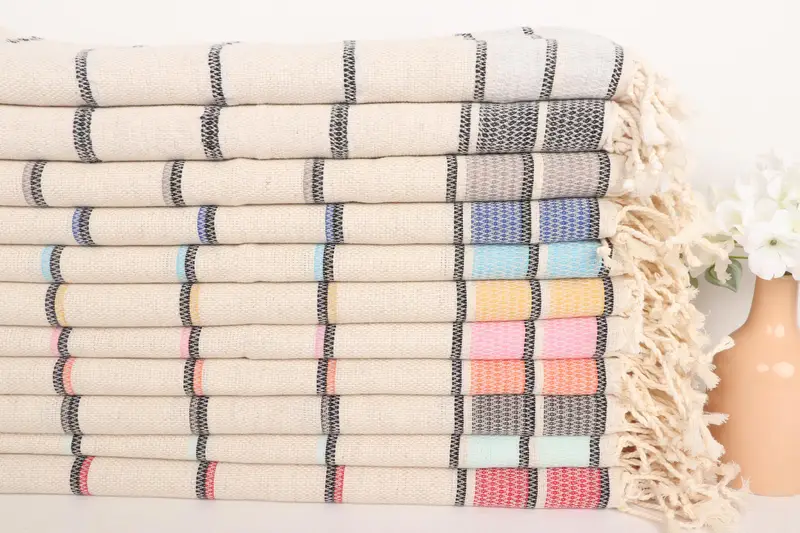 Personalized Gift, First Wedding Anniversary Gift, 40x20 Linen Striped Towel, Bathroom Towels, Monogram Kitchen Towel, Gift Boxes Tea Towels - 2