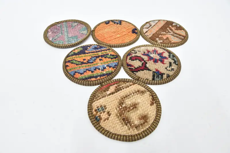 Böhmische runde Untersetzer, braune und bronzene Untersetzer