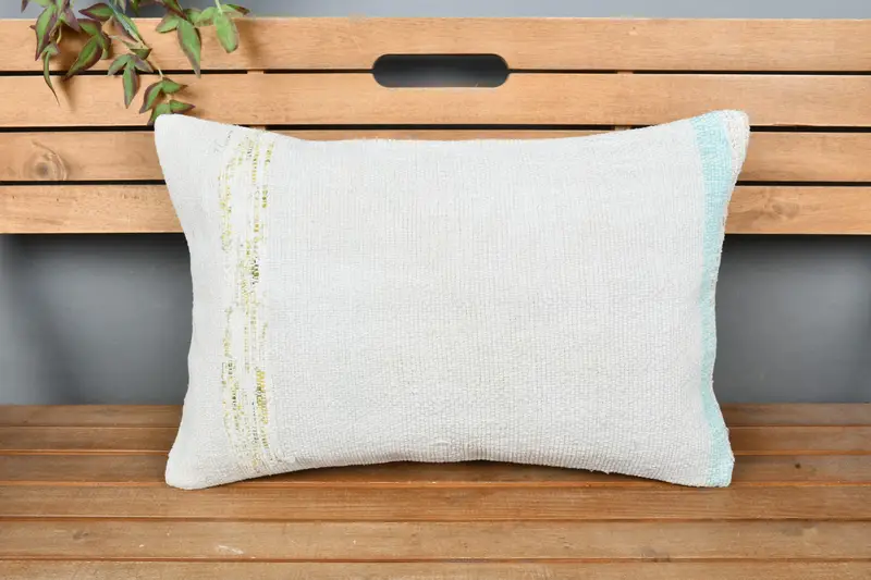 Pillow Cover, Kilim Cushion Sham, Handmade Kilim Cushion, 16x24 White Cushion Cover, Colorful Pillow Case, Vintage Kilim Pillow - 6