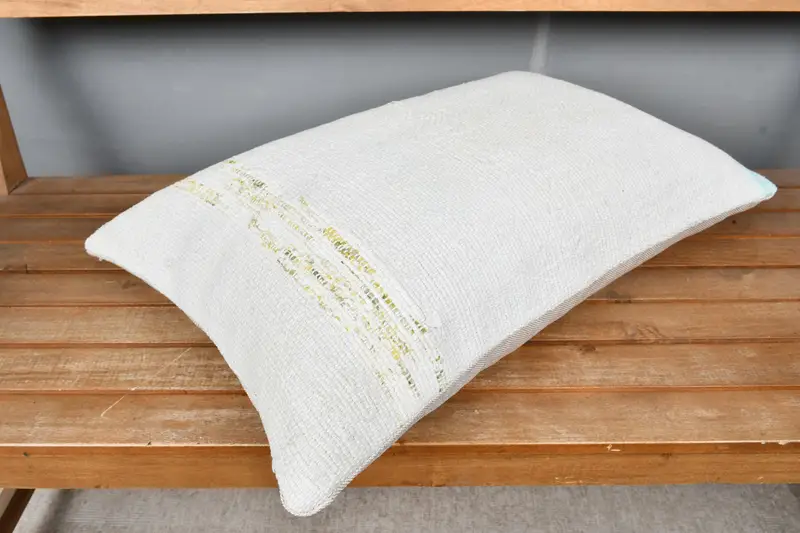 Pillow Cover, Kilim Cushion Sham, Handmade Kilim Cushion, 16x24 White Cushion Cover, Colorful Pillow Case, Vintage Kilim Pillow - 3