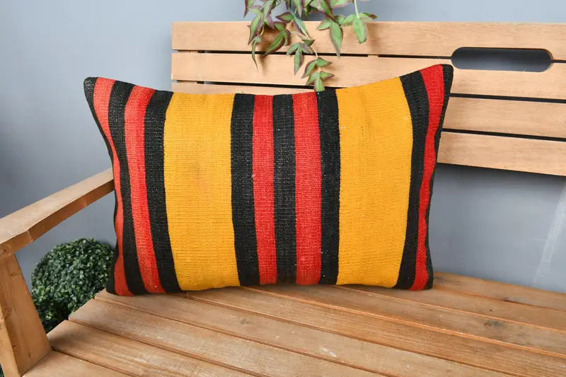 Boho Throw Pillow Cover, Vintage Kilim Pillow, Throw Kilim Pillow, Bolster Cushion Case, Antique Pillows, Pillow Case, 16x24 Red Pillow - 1