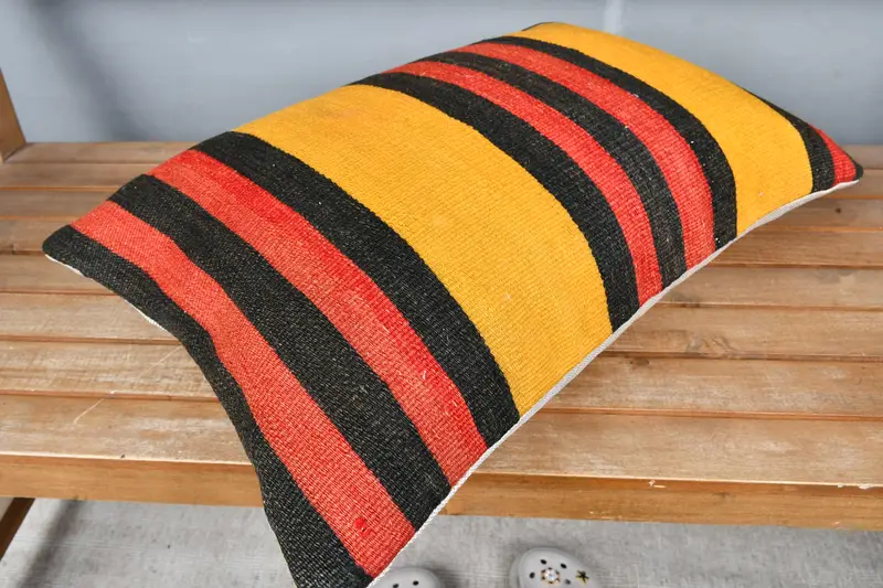 Boho Throw Pillow Cover, Vintage Kilim Pillow, Throw Kilim Pillow, Bolster Cushion Case, Antique Pillows, Pillow Case, 16x24 Red Pillow - 2