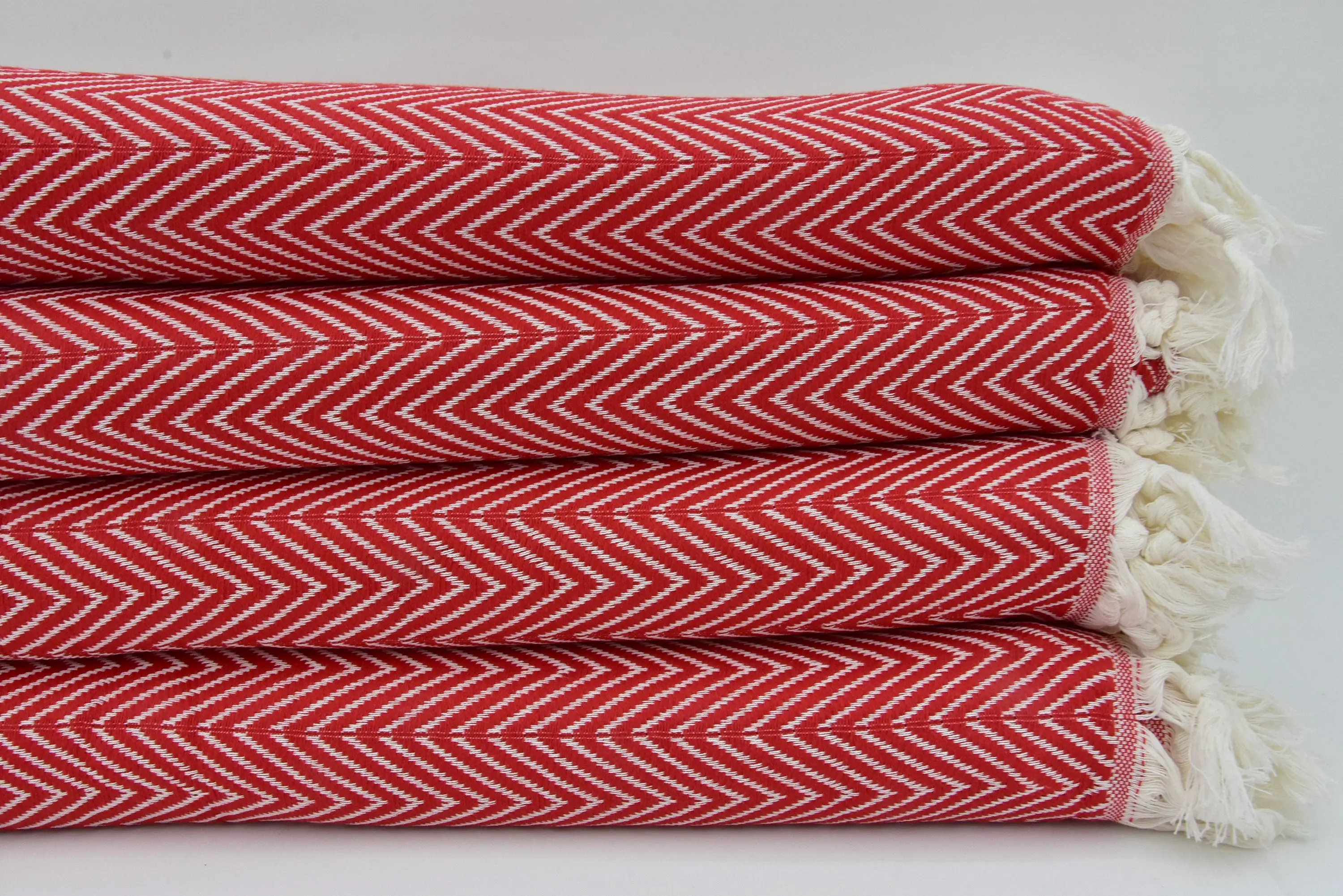 Turkish Throw Blanket Red and White Cotton, 79x89 Inches - 1