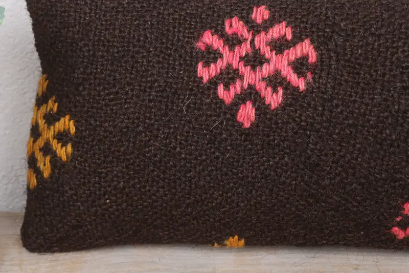 Vintage Pillow, Southwestern Pillow Sham, Ikat Cushion, Pillow Sham, Wholesale Cushion, Pillow for Couch, Kilim Pillow Cover, 8x16 Brown Cushion - 3
