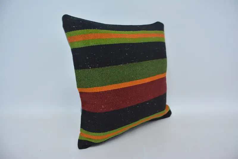 Floor Cushion Case, Garden Pillow Cover, Home Decor Pillow, 16x16 Green Pillow Case, Throw Kilim Pillow, Boho Pillow Sham Cover, Cushion - 3