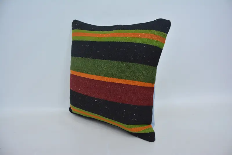 Floor Cushion Case, Garden Pillow Cover, Home Decor Pillow, 16x16 Green Pillow Case, Throw Kilim Pillow, Boho Pillow Sham Cover, Cushion - 4