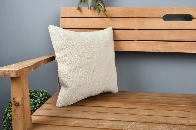 14x14 Beige Cushion, Turkish Pillow, Designer Throw Cushion, Custom Cushion Case, Pillow, Vintage Kilim Throw Pillow, Kilim Pillow - 1