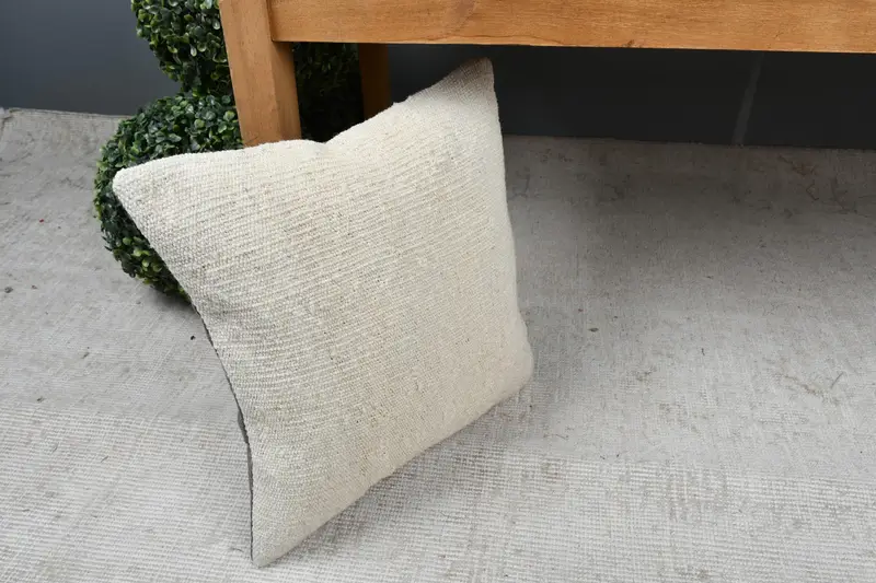 14x14 Beige Cushion, Turkish Pillow, Designer Throw Cushion, Custom Cushion Case, Pillow, Vintage Kilim Throw Pillow, Kilim Pillow - 7