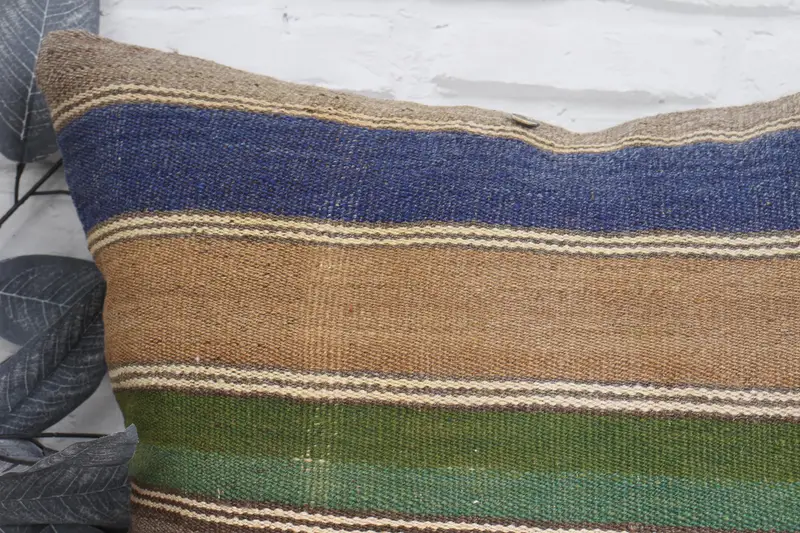 Pillow Case, Kilim Pillow Cover, Throw Kilim Pillow, 20x20 Green Pillow Cover, Boho Throw Cushion, Handwoven Pillow Cover Cushion, Pillow for Sofa - 2