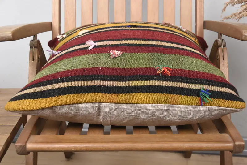 Neutral Throw Pillow Case, Throw Kilim Pillow, Pillow Cover, Turkish Pillow, 20x20 Red Pillow Case, Chair Cushion, Kilim Pillow - 5