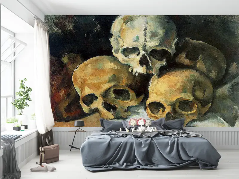 Pyramid of Skulls Wall Print, Modern Wall Paper, Paul Cezanne Pyramid of Skulls, Paper Wall Art, Custom Wall Paper, Famous Wall Art, - 2