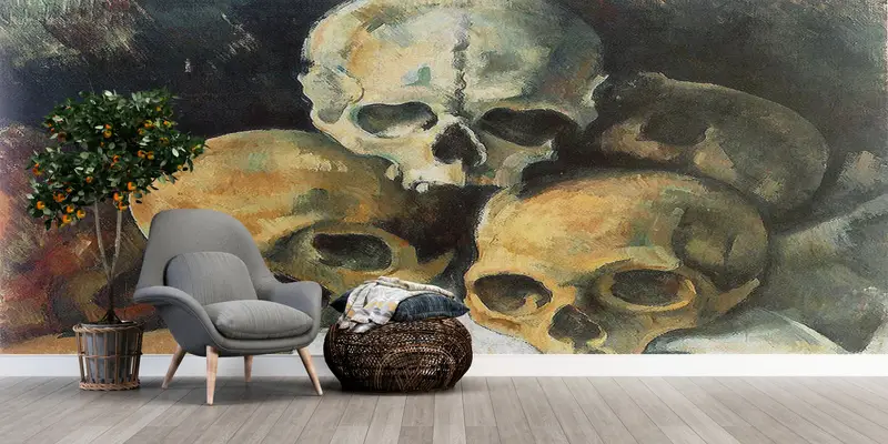 Pyramid of Skulls Wall Print, Modern Wall Paper, Paul Cezanne Pyramid of Skulls, Paper Wall Art, Custom Wall Paper, Famous Wall Art, - 1