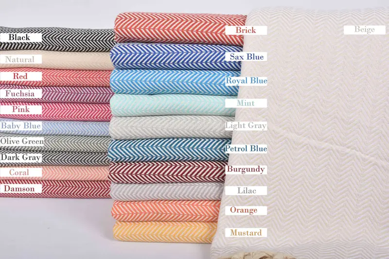 Turkish Chevron Blanket Organic Cotton Beige, 91x75 Inches