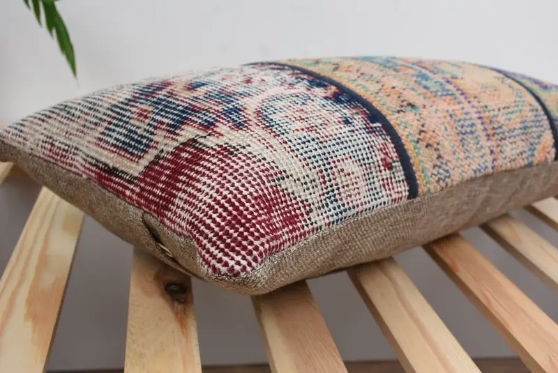 Antique Pillows, Comfy Throw Cushion, Tapestry Pillow Sham, Pillow, Kilim Pillow Cover, Boho Pillow Sham Cover, Natural Cushion, 12x24 Blue Cushion - 6