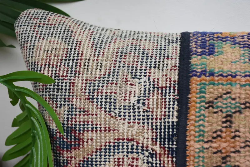 Antique Pillows, Comfy Throw Cushion, Tapestry Pillow Sham, Pillow, Kilim Pillow Cover, Boho Pillow Sham Cover, Natural Cushion, 12x24 Blue Cushion - 2