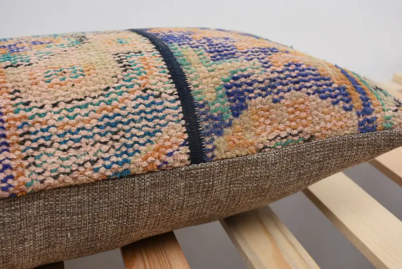 Antique Pillows, Comfy Throw Cushion, Tapestry Pillow Sham, Pillow, Kilim Pillow Cover, Boho Pillow Sham Cover, Natural Cushion, 12x24 Blue Cushion - 7
