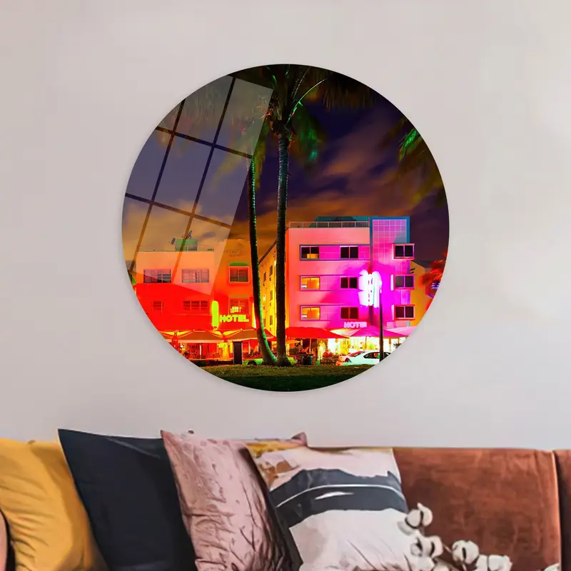 マイアミビーチ キャンバス: 家庭用の鮮やかな都市景観アートプリント