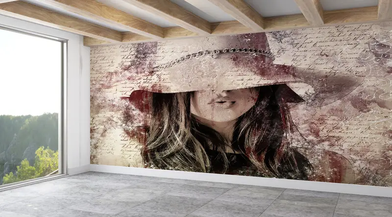 Abstrakte Frau Wandmalerei, maßgefertigte Hintergrundpapier, modernes Handypapier, sexy Frauen Wandmalerei, Handlungsschale und Stick, abstraktes Wallpapier, - 6